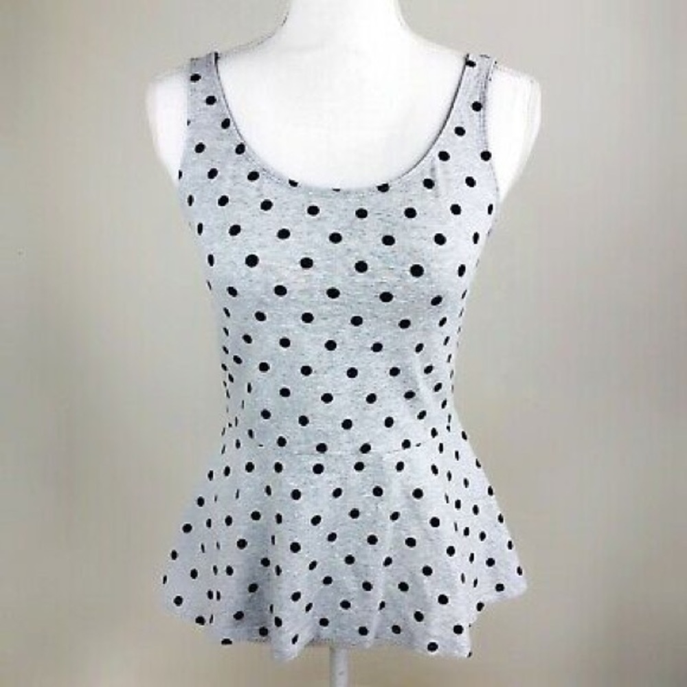 Express polka dot peplum tank top